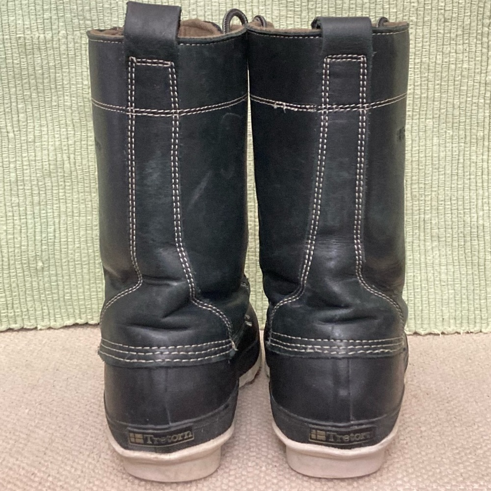 Tretorn Mens Black Aspelin Waterproof Leather/Rubber Rain Boots Size US 9 EU 42 - Picture 4 of 11